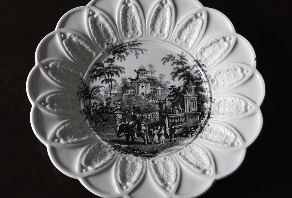 フランス アンティーク ボルドー窯 David JOHONSTON グリザイユ