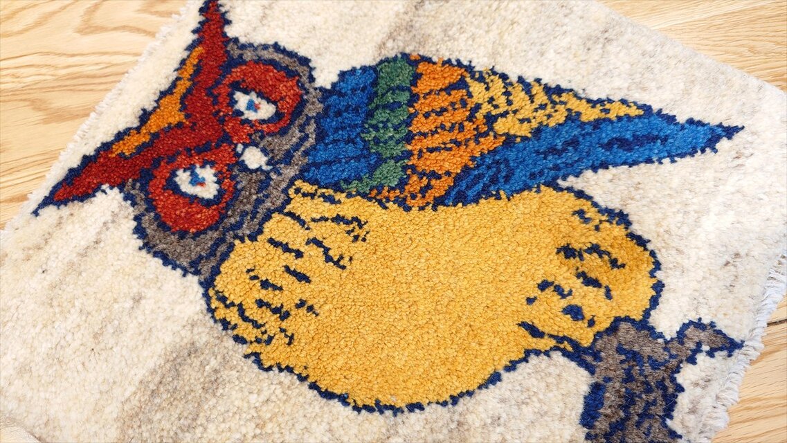 ペルシャ ギャッベ ミニマット ラグ 39.5x40㎝ フクロウ T5815 | iichi