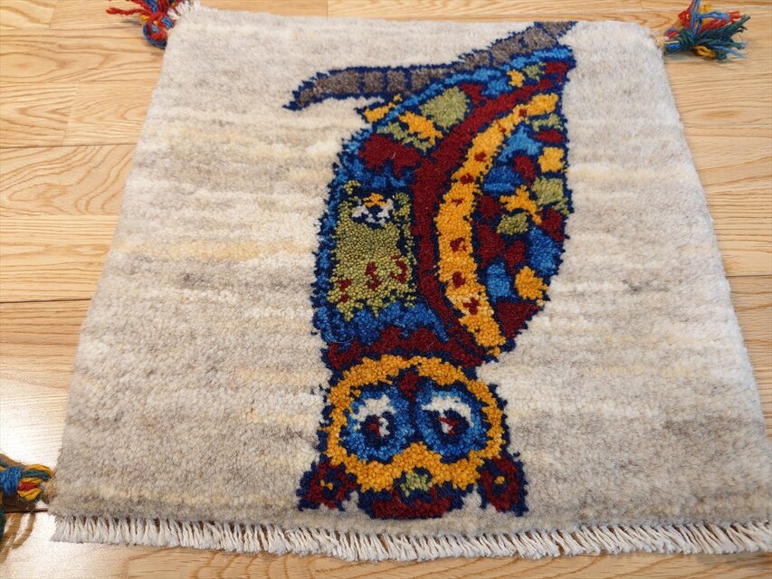 ペルシャ ギャッベ ミニマット ラグ 40x39㎝ フクロウ T4973 | iichi