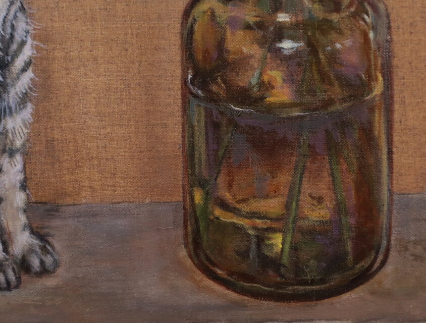 油絵「薔薇と猫」 | iichi 日々の暮らしを心地よくするハンドメイドや