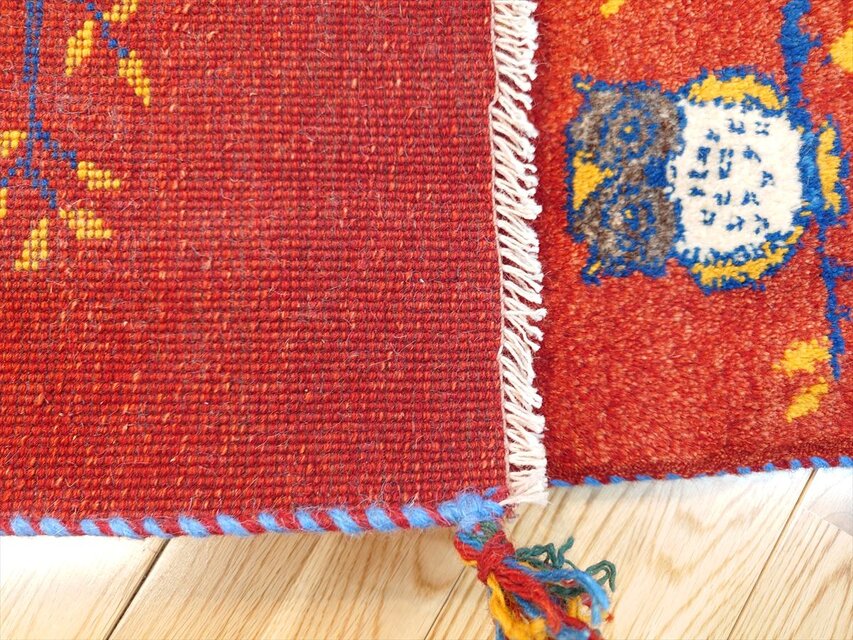 【秋のキャンペーン】ギャッベ　ランナー中　148×54　茜色　フクロウ 秋のキャンペーン】ギャッベ ランナー中 148×54 茜色 フクロウ