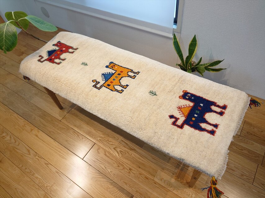 ペルシャ ギャッベ ミニランナー 細長いマット ラグ 120x43