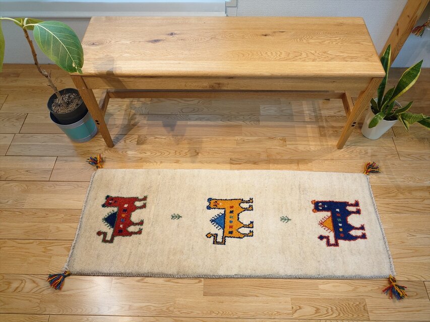 ペルシャ ギャッベ ミニランナー 細長いマット ラグ 120x43