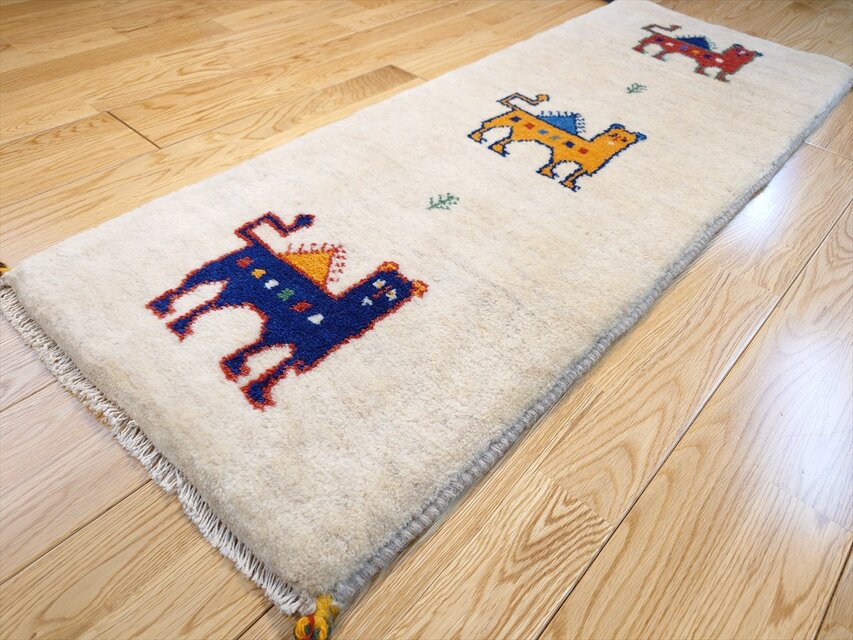 ペルシャ ギャッベ ミニランナー 細長いマット ラグ 120x43