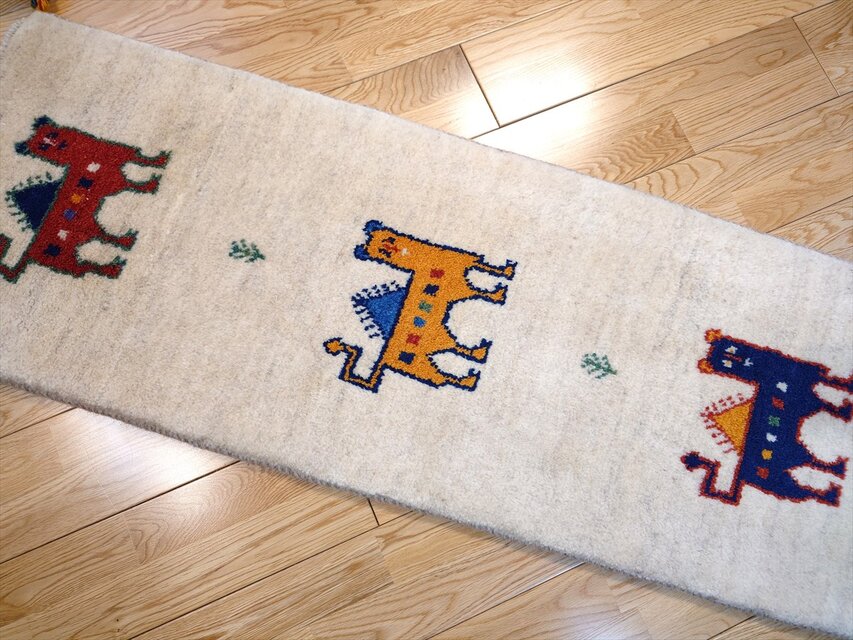 ペルシャ ギャッベ ミニランナー 細長いマット ラグ 120x43