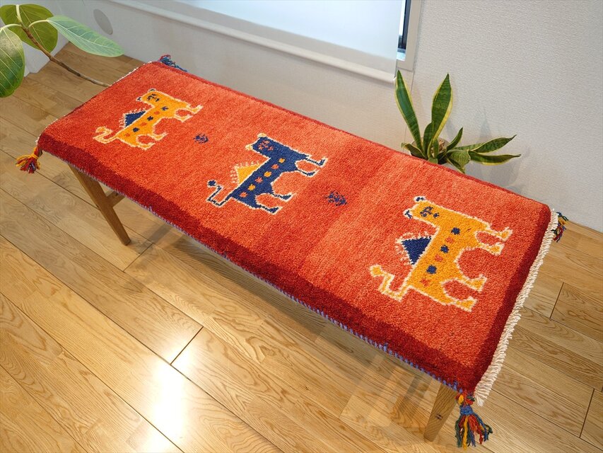 新品　ペルシャ絨毯　手織り　ギャッベ　ライオン　茜色　みどり 楽天市場】ペルシャ ライオンギャッベ オールドギャッベ マット