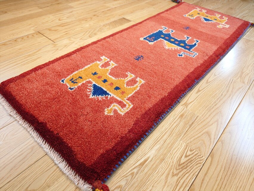 ペルシャ ギャッベ ミニランナー 細長いマット ラグ 113x43