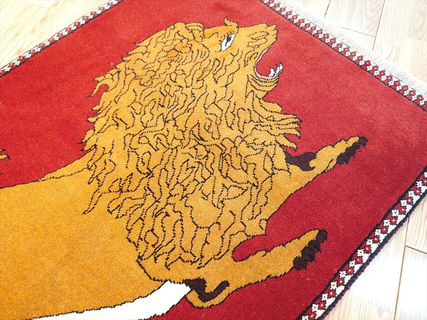 ペルシャ　ギャッベ ミニランナー　115×43 黄金色　ヤギ 新規入荷】ペルシャ ギャッベ ミニランナー 110x43cm 赤色