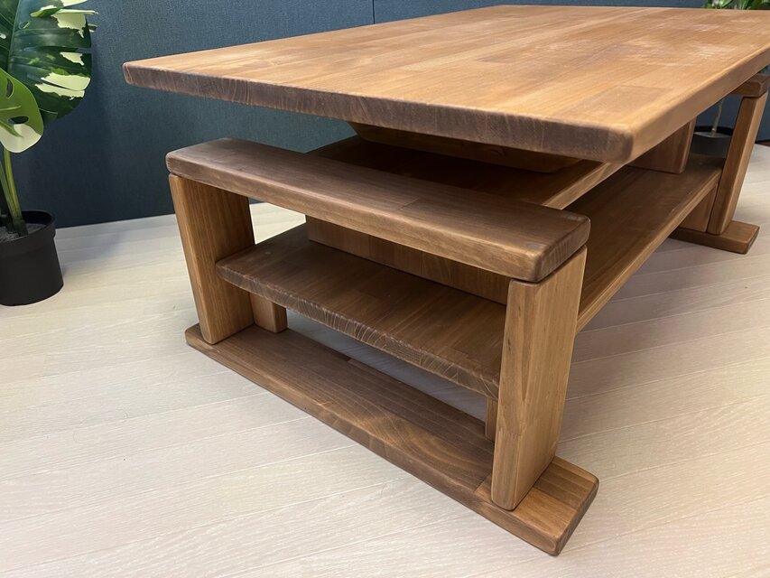 送料無料】 ローテーブル 木組収納付き 90cm 60cm パイン ダークオーク