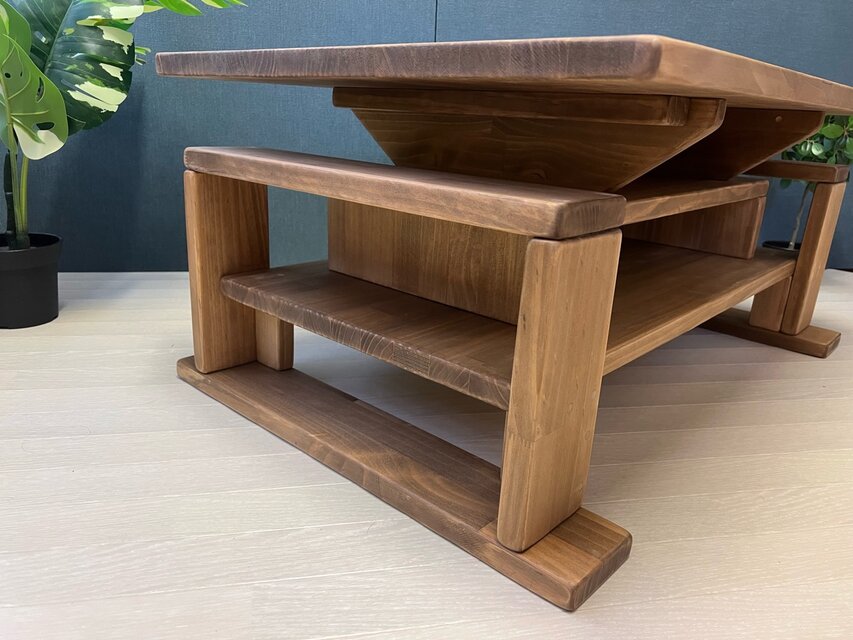 送料無料】 ローテーブル 木組収納付き 90cm 60cm パイン ダークオーク