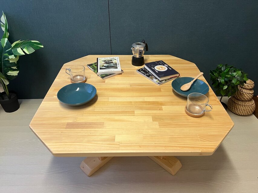 【送料無料】 ローテーブル 八角形 90cm 杉 ナチュラル 棚付き 送料無料】 ローテーブル 八角形 90cm 杉 ナチュラル 棚付き