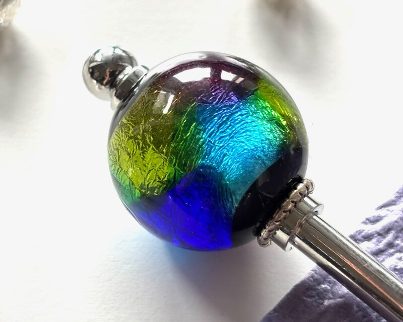 かんざし ステンドグラスの様なカラフルとんぼ玉 一本挿し 一本