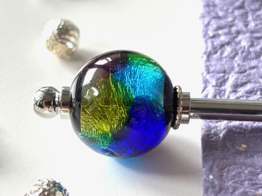 かんざし ステンドグラスの様なカラフルとんぼ玉 一本挿し 一本簪