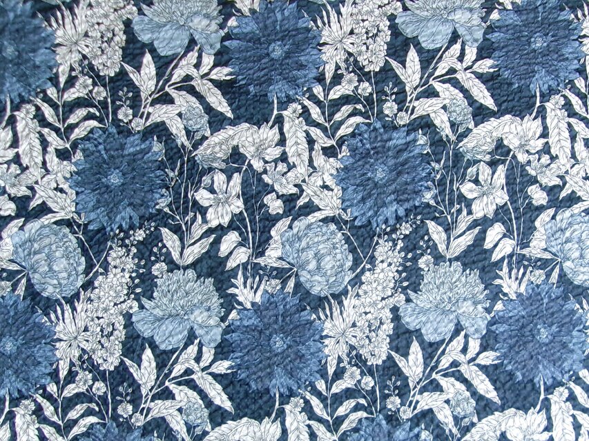 花のワンピース＊Blue Flower Garden(国産コットンキャンブリック