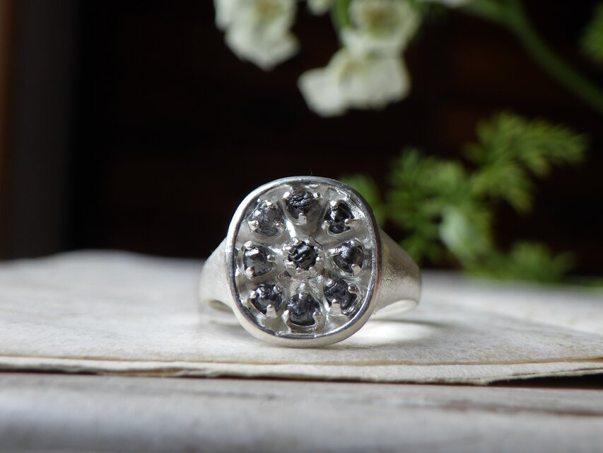 １点もの　SV原石ダイアブラックのリング