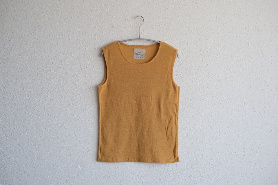 リネンコットンアンダーウェア　ノースリーブ（シナモンオレンジ・レディースSサイズ）