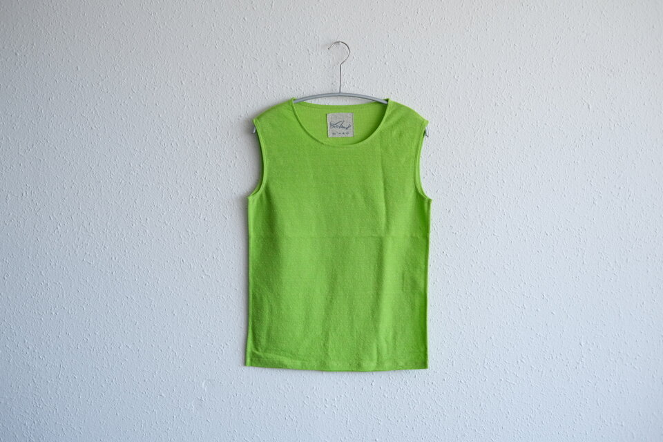 リネンコットンアンダーウェア　ノースリーブ（レタス・レディースSサイズ）