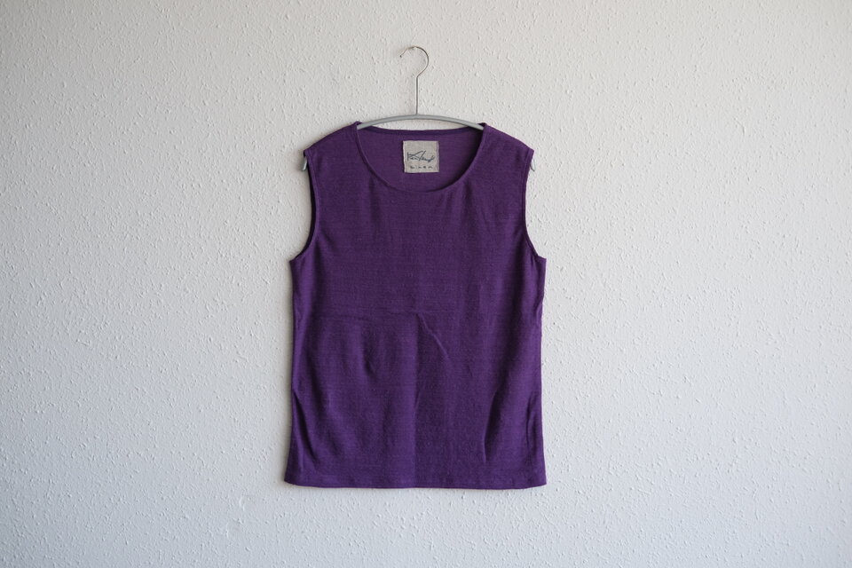 リネンコットンアンダーウェア　ノースリーブ（サルビア・レディースLサイズ）