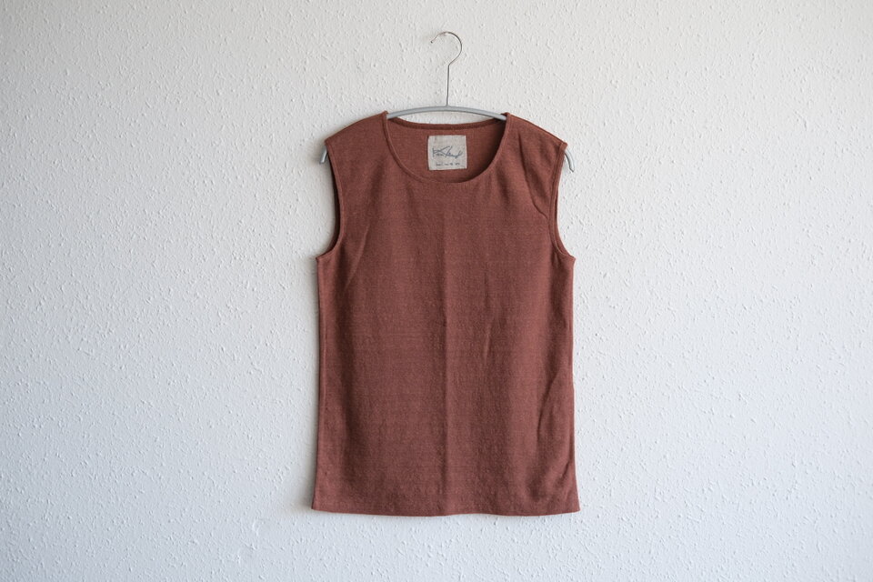 リネンコットンアンダーウェア　ノースリーブ（ミルクティー・レディースSサイズ）