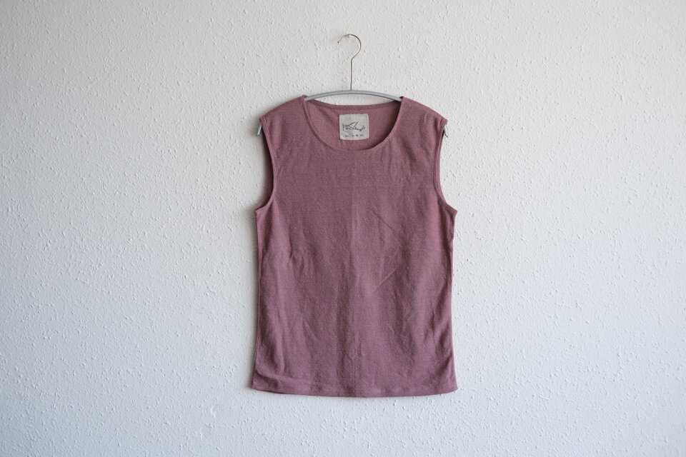 リネンコットンアンダーウェア　ノースリーブ（オールドピンク・レディースSサイズ）