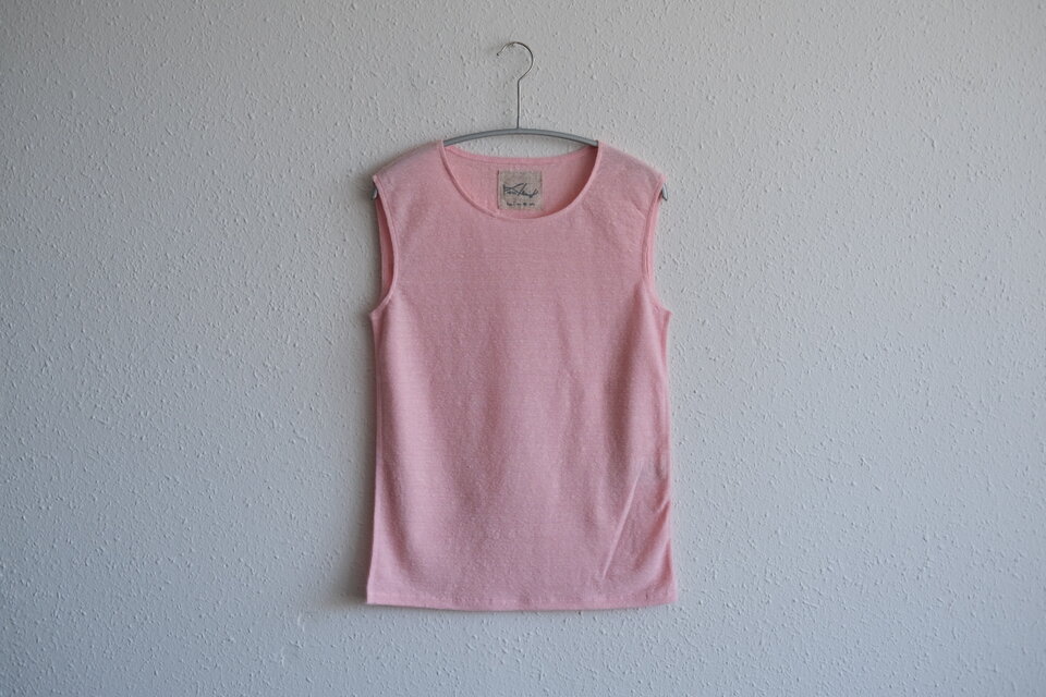 リネンコットンアンダーウェア　ノースリーブ（パウダーピンク・レディースSサイズ）