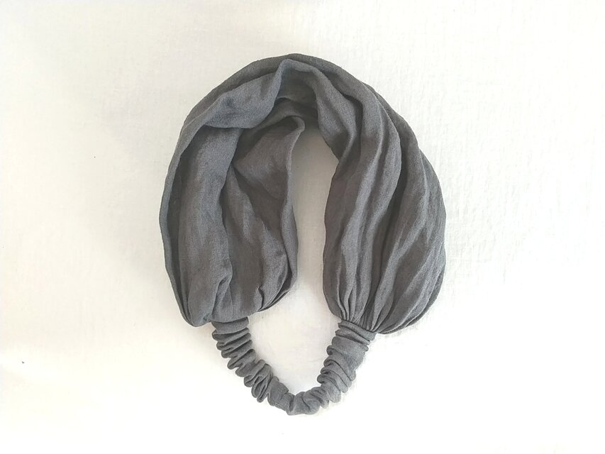 リネンのターバン...グレー...薄手