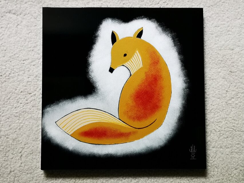 漆卓上額「きつね」