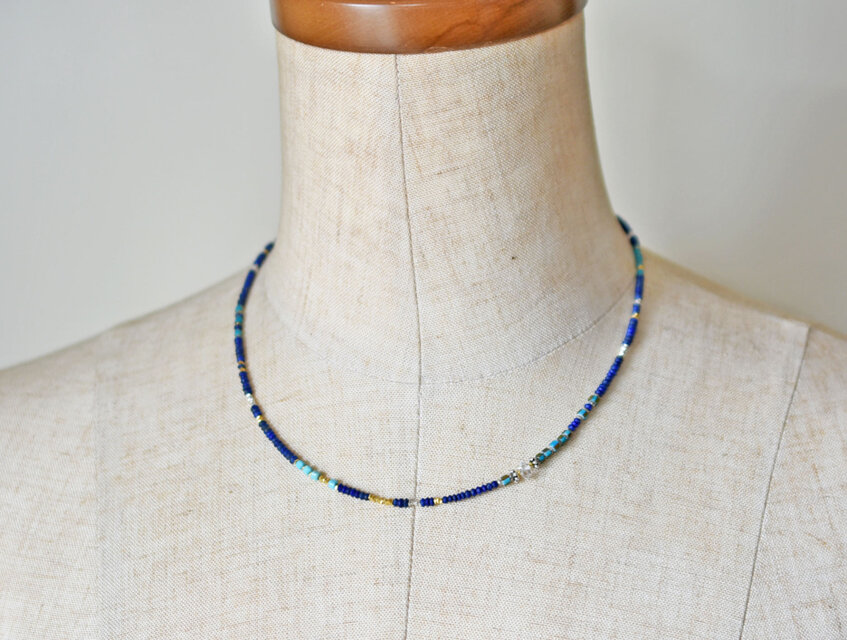 ターコイズブルーホワイトハーツとハーキマーダイヤモン、ラピス