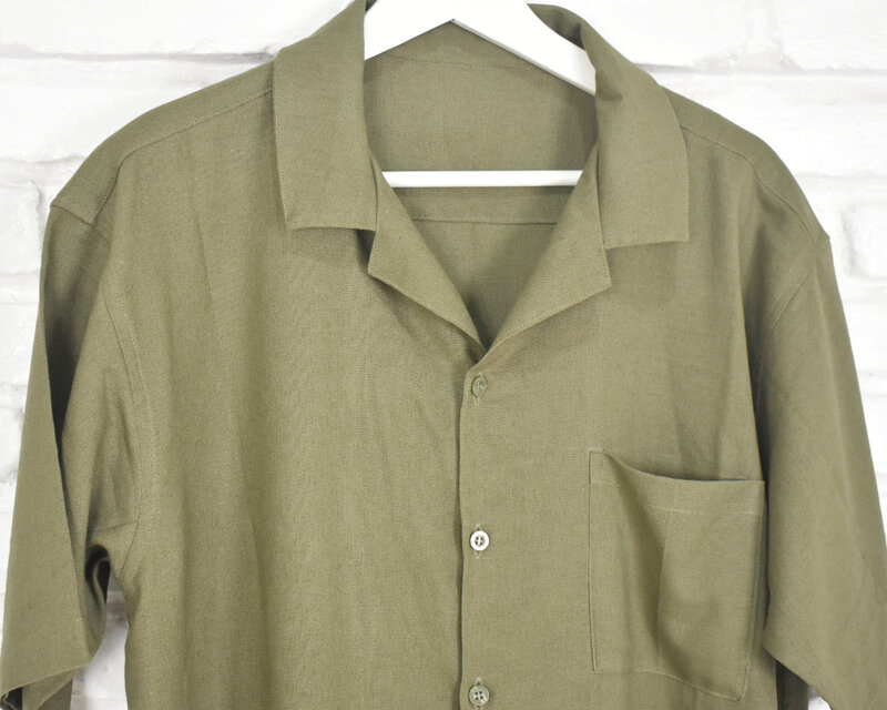 リネンメンズシャツ オープンカラーシャツ 開襟シャツ リネン
