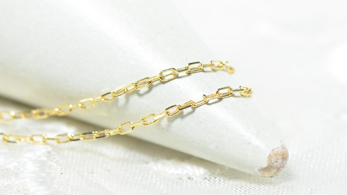 K10YG カットアズキ チェーン ネックレス 約40cm 線径約0.24mm BO059CI