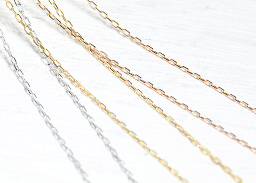 【USED】＾K10WG　ネックレスチェーン　約40ｃｍ K10WG カットアズキ チェーン ネックレス 約40cm 線径約0.24mm BO059CI