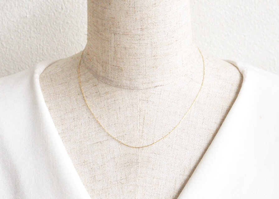 【USED】＾K10WG　ネックレスチェーン　約40ｃｍ K10WG カットアズキ チェーン ネックレス 約40cm 線径約0.24mm BO059CI