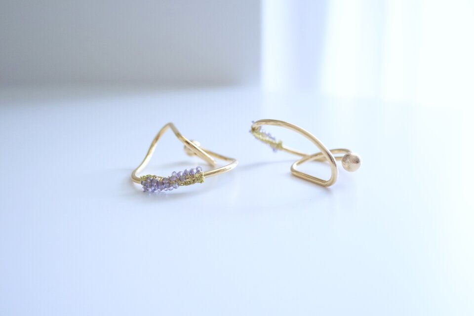 Lavender lace egg , ear cuff