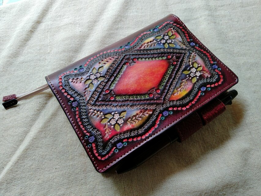 ほぼ日手帳対応 牛革文庫サイズ手帳カバー 刻印＆拭き染め | iichi