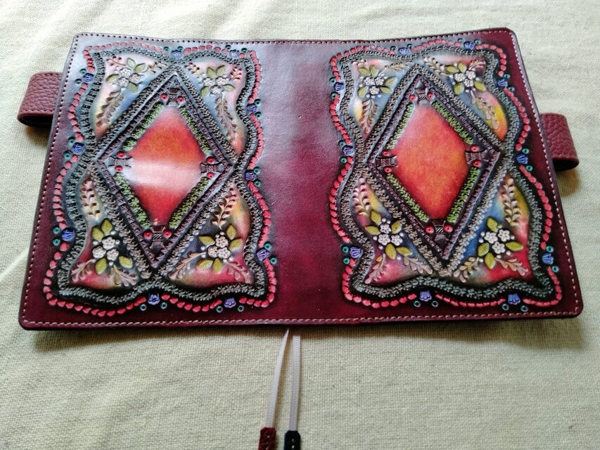 ほぼ日手帳対応 牛革文庫サイズ手帳カバー 刻印＆拭き染め