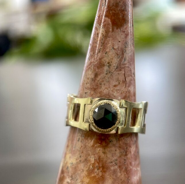 K14YG&WGブラックダイヤリング(送料無料)時計ベルトリング | iichi