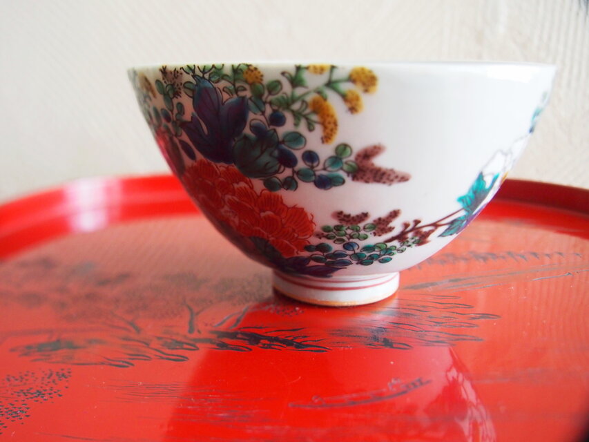 ユズコ様ご確認用　①九谷焼 アンティーク 蓋付向付 蓋付碗 飯碗 2客 ユズコ様ご確認用 ①九谷焼 アンティーク 蓋付向付 蓋付碗 飯碗