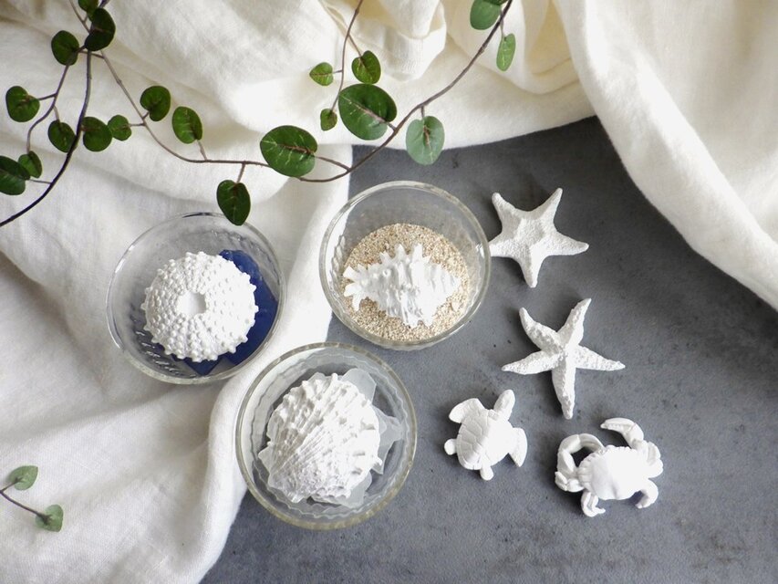 【数量限定】【セット販売】アロマストーン ■ 海の生き物 1点 ■ ガラス器 スフレ型