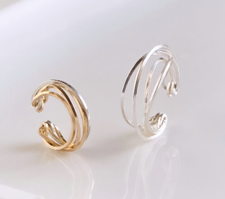 silver925×14kgf  diagonal radial イヤーカフ 2点セット