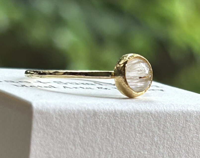 K24+K18 キャッツアイ・トパーズリング＃15サイズ（調整可