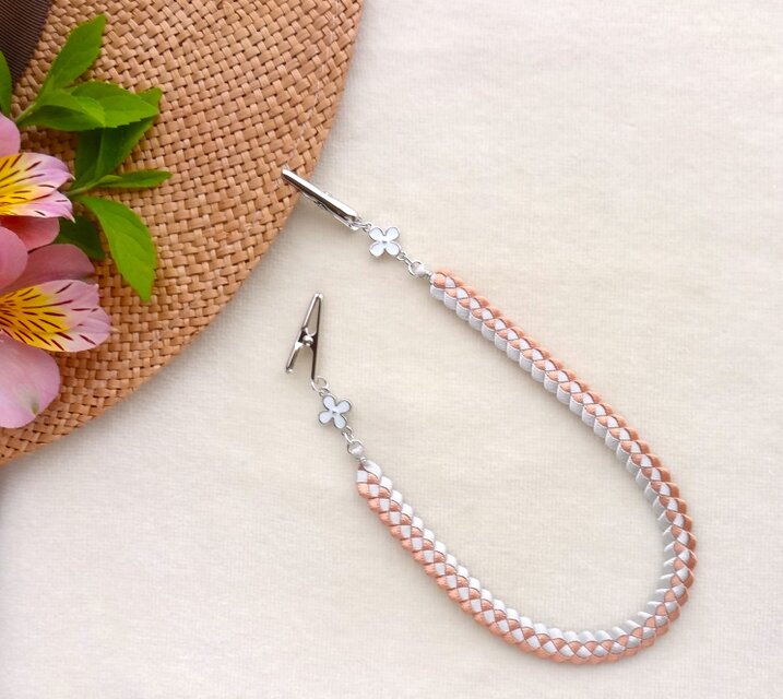 ＊リボン帽子クリップ＊ハナミズキ（シルバー&オールドローズ）＊ナプキンクリップ＊