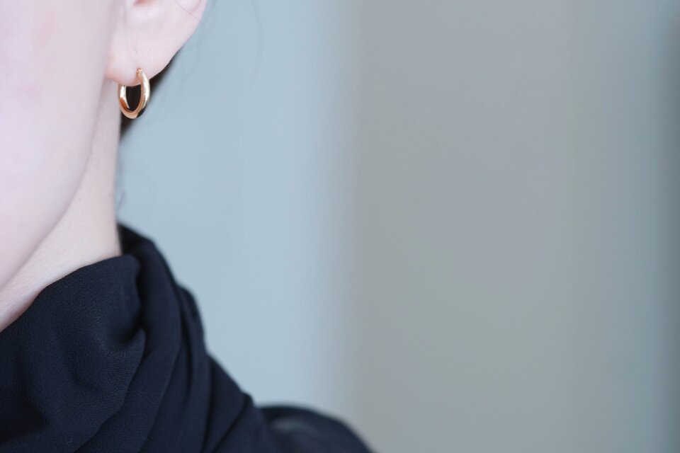 【送料無料】K18 ゴールドフープピアス 13mm×2mm ペア　