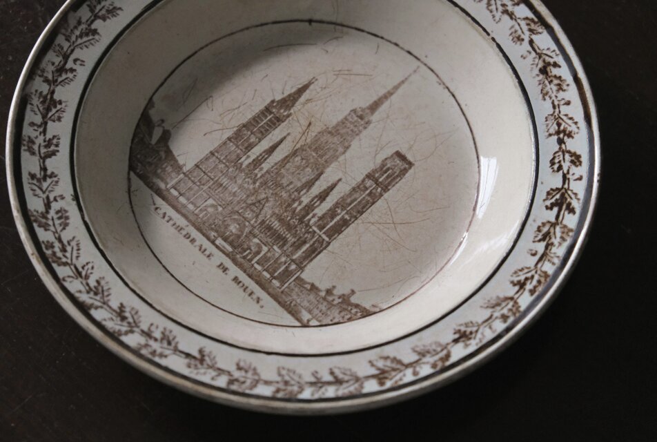 Montereau モントロー グリザイユ 深皿 φ23.3cm フランス アンティーク
