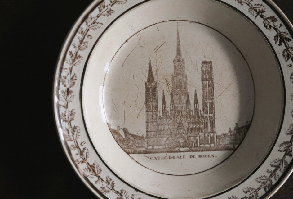 Montereau モントロー グリザイユ 深皿 φ23.3cm フランス アンティーク