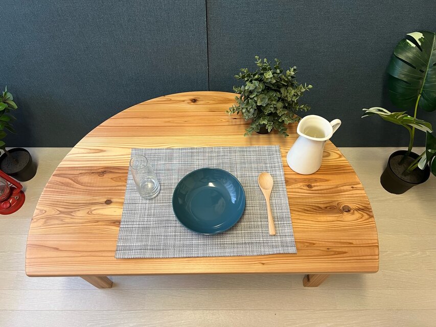 【送料無料】 ローテーブル 半円 収納付き90cm 60cm 杉 折り畳み脚 送料無料】 ローテーブル 半円 収納付き90cm 60cm 杉 折り畳み脚