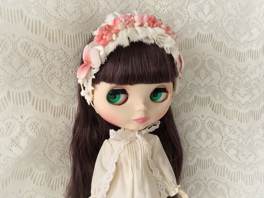 ドール用染め花のヘッドドレス（MLフリー・ピンク) | iichi 日々の