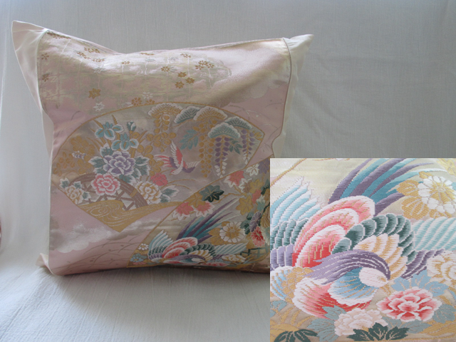 u128　裏地付　帯 クッションカバー　座布団カバー　ファスナー　40x40cm　おしゃれ