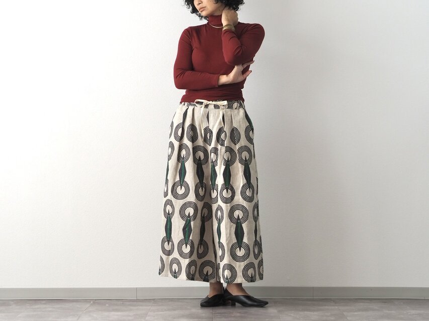 ブロックプリント/総柄ワイドパンツ②