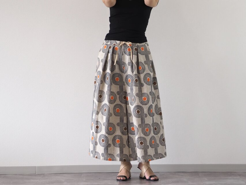 ブロックプリント/総柄ワイドパンツ③