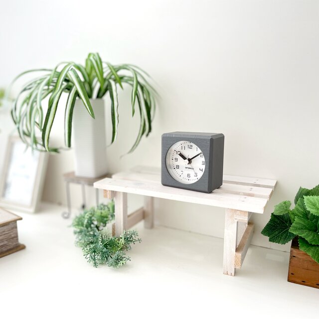 KATOMOKU alarm clock 7 グレー km-99GR 目覚まし時計 木製 小さい